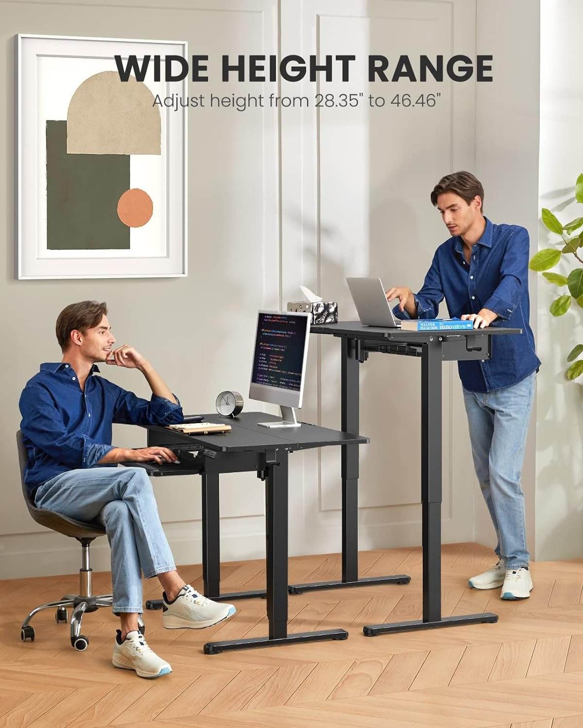 Electric Standing Desk with Adjustable Height Keyboard Tray - Loft&Timber