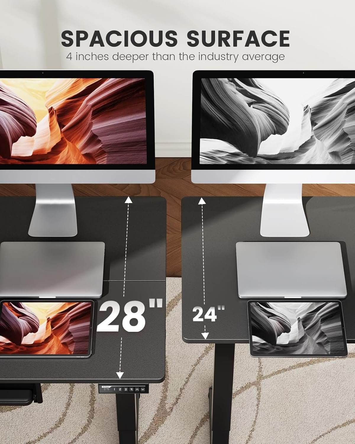 Electric Standing Desk with Adjustable Height Keyboard Tray - Loft&Timber