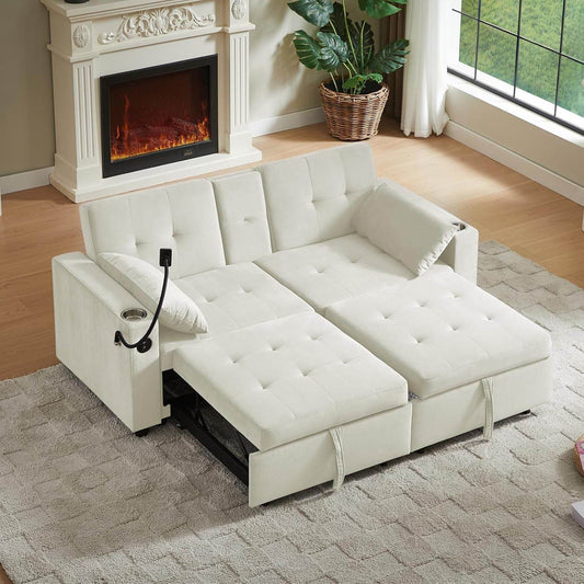 Elegant 70 Inch Queen Size Split Sofa Bed - Loft&Timber