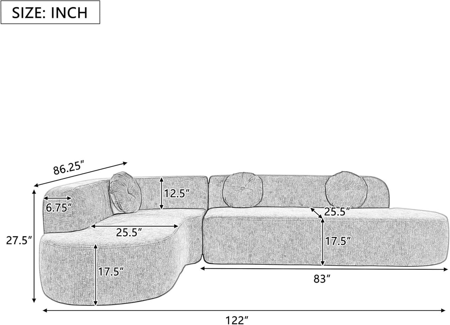 Extra Large Sectional Sofa with Elegant Curved Design - Loft&Timber