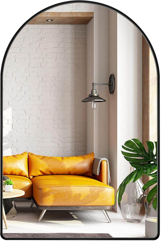 24X36 Inch Black Arched Mirror for Bathroom Vanity Mirror or Wall Decor Arch Mirror Brushed Metal Frame Wall Mounted Mirror for Bathroom Livingroom Bedroom Entryway - Loft&Timber