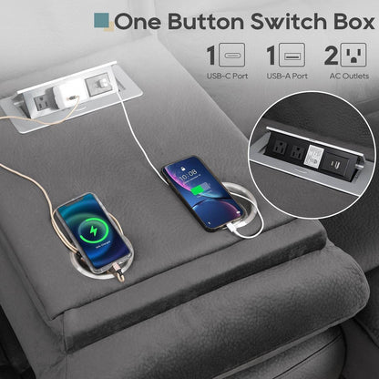 Reclining Sofa, Power Reclining Sofa with Drop down Table, Cup Holder and USB Port, Modern Recliner Sofa 3 Seater,Wall Hugger Sofa Recliner for Living Room Furniture Sets(Gray) - Loft&Timber