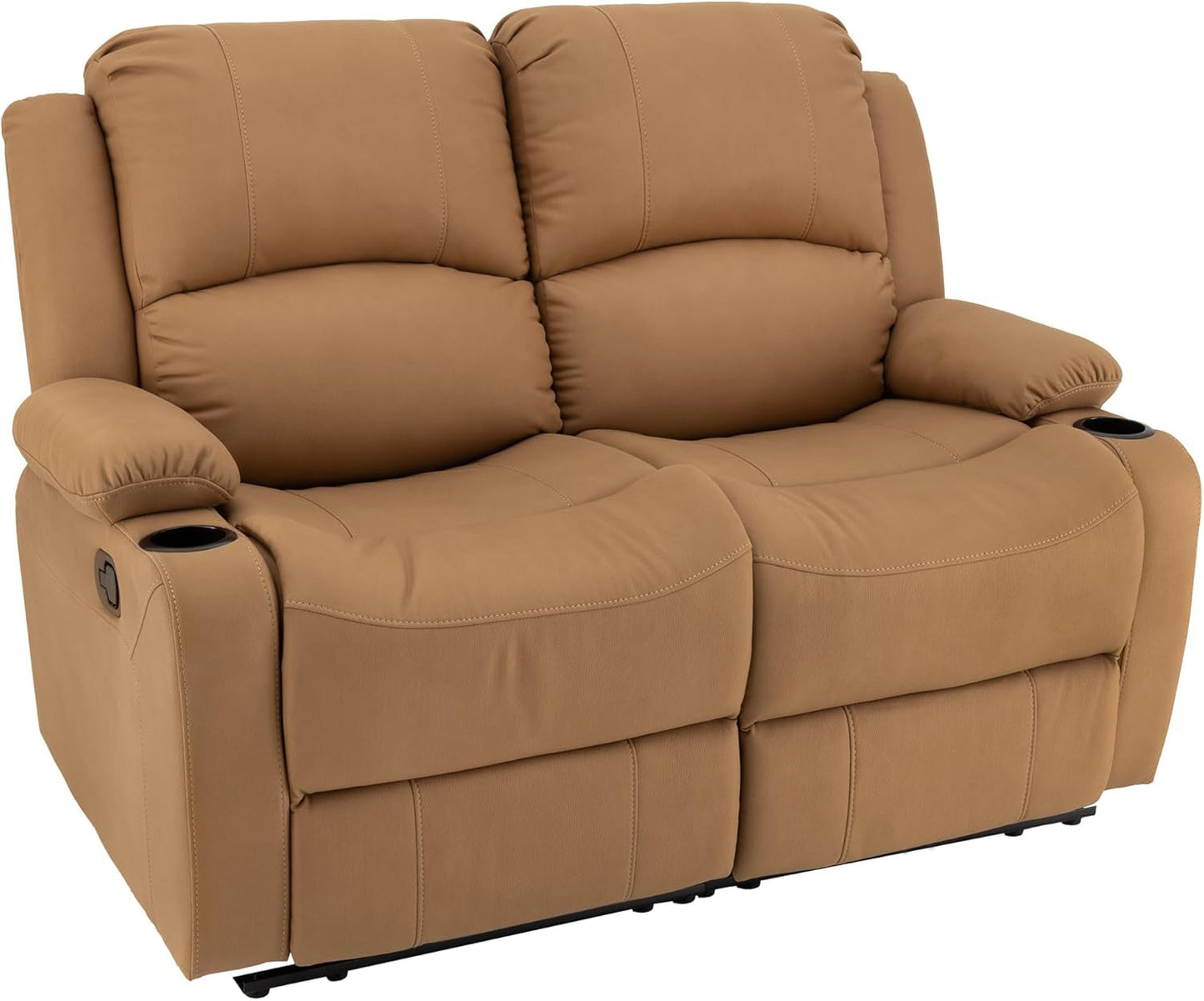 58" Wall Hugger Reclining RV Theater Seats | Double Recliner RV Sofa | RV Couch | Wall Hugger Recliner | RV Theater Seating | RV Furniture (Manual, Sand) - Loft&Timber