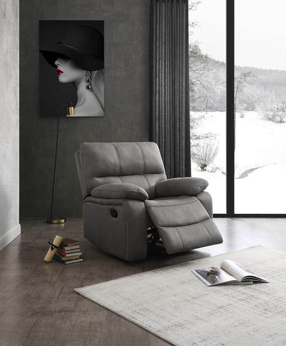 Microfiber Reclining Sofa Couch Set Living Room Set 8007 (Grey, Recliner) - Loft&Timber