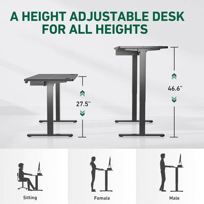 40 X 24 Inches Standing Desk with Drawer, Adjustable Height Electric Stand up Desk with Storage, Sit Stand Home Office Desk, Ergonomic Computer Desk, Black - Loft&Timber