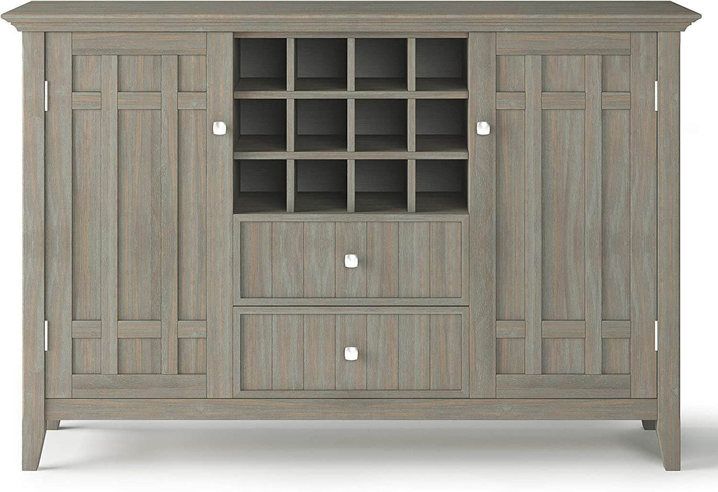 Rustic Gray Pine Wood Sideboard Buffet with Wine Storage - Loft&Timber