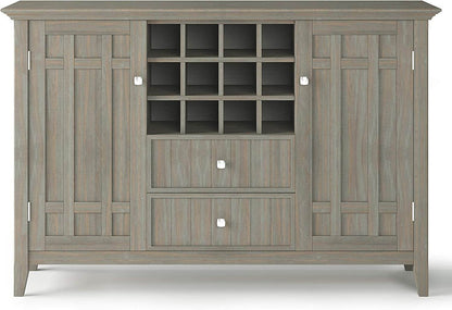 Rustic Gray Pine Wood Sideboard Buffet with Wine Storage - Loft&Timber