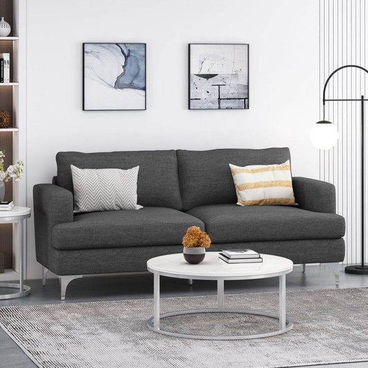 Charcoal and Silver 3 Seater Sofa - Loft&Timber