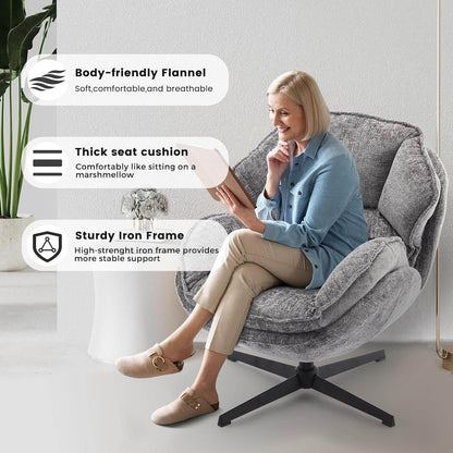 Gray Swivel Upholstered Accent Chair With Metal Legs - Loft&Timber