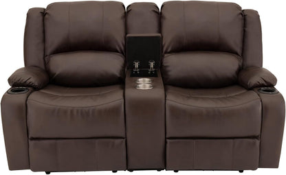 Charles 67" Powered Double RV Wall Hugger Recliner Sofa RV Loveseat with Upgraded 2023 Fabric (Chestnut)-1