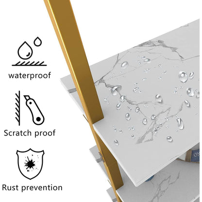 Marble White 6-Tier Ladder Shelf Bookcase - Loft&Timber