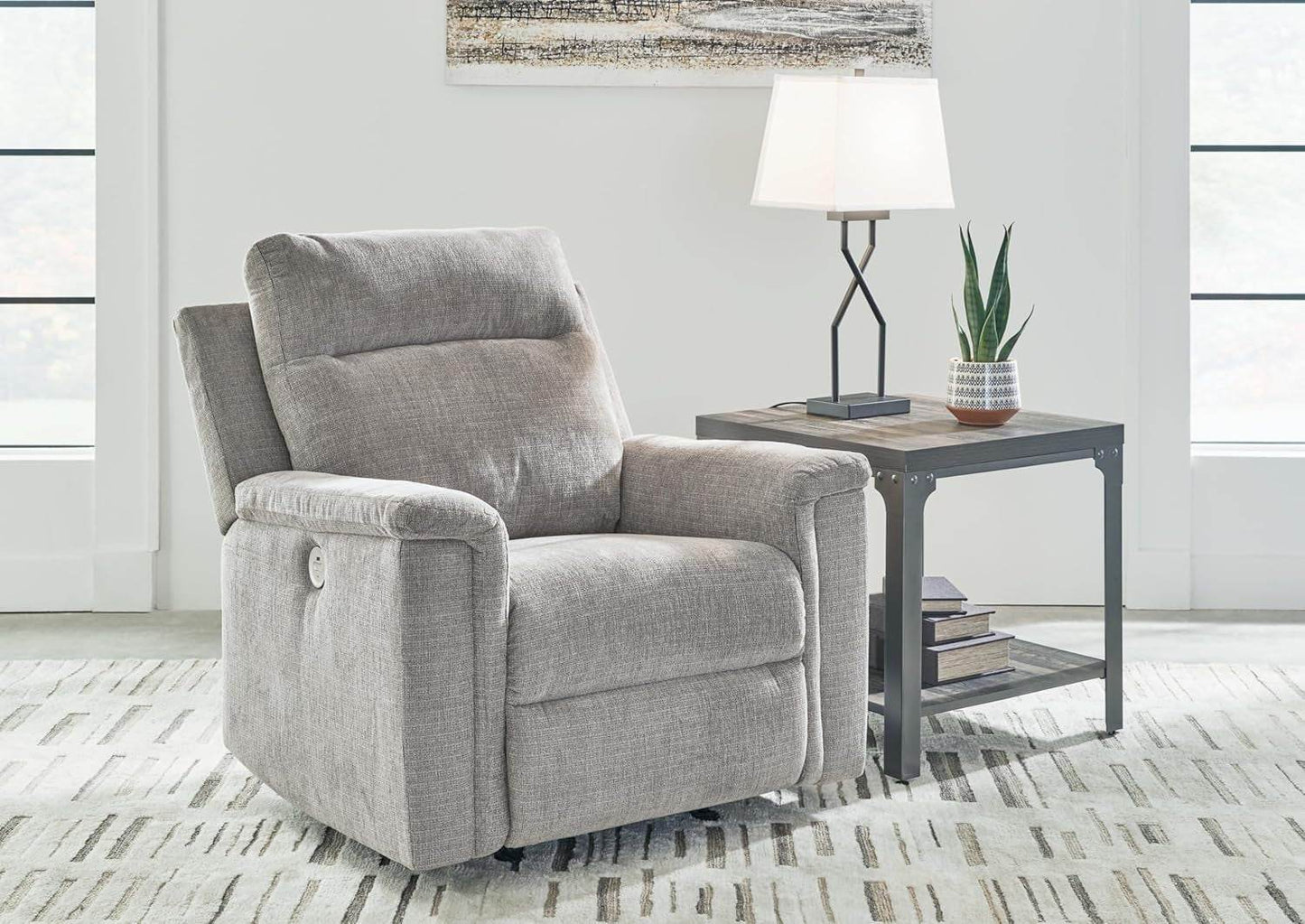 Barnsana Casual Power Rocker Recliner with USB Port, Light Gray - Loft&Timber