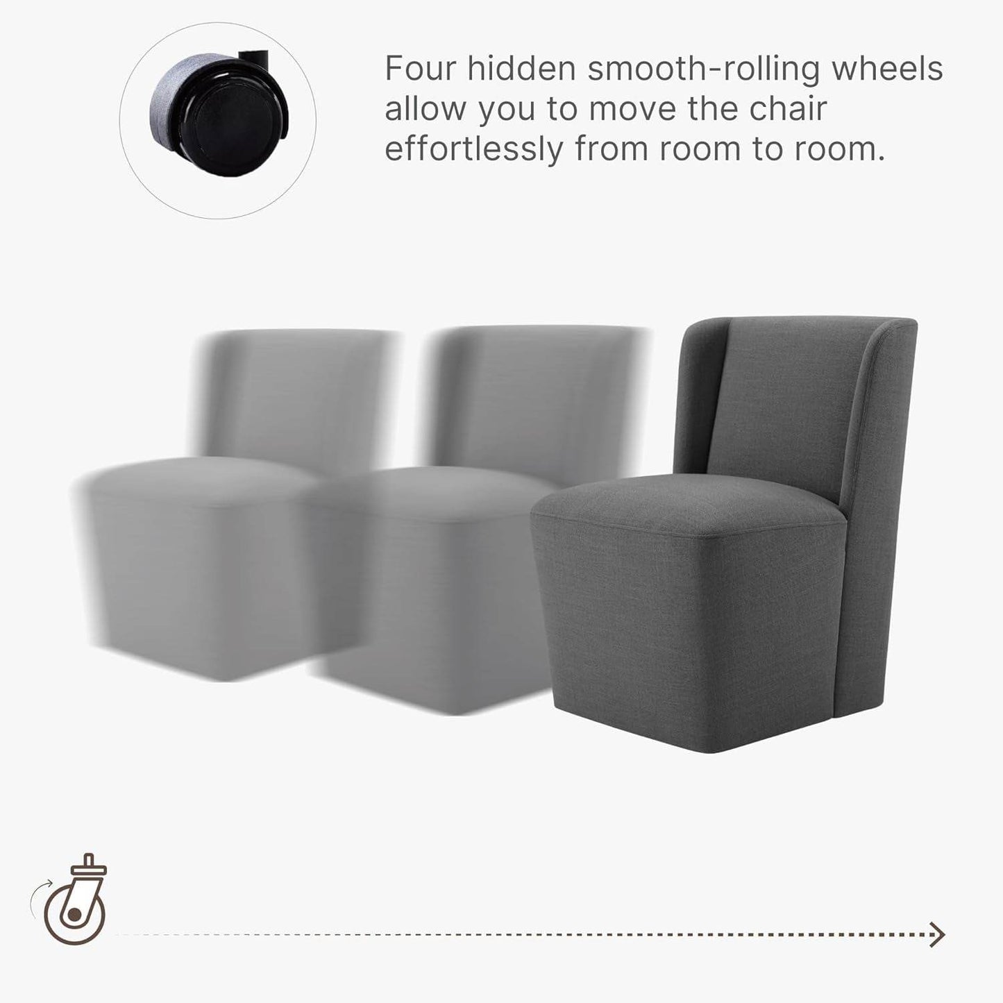 Dining Chairs with Casters No Assembly - Loft&Timber