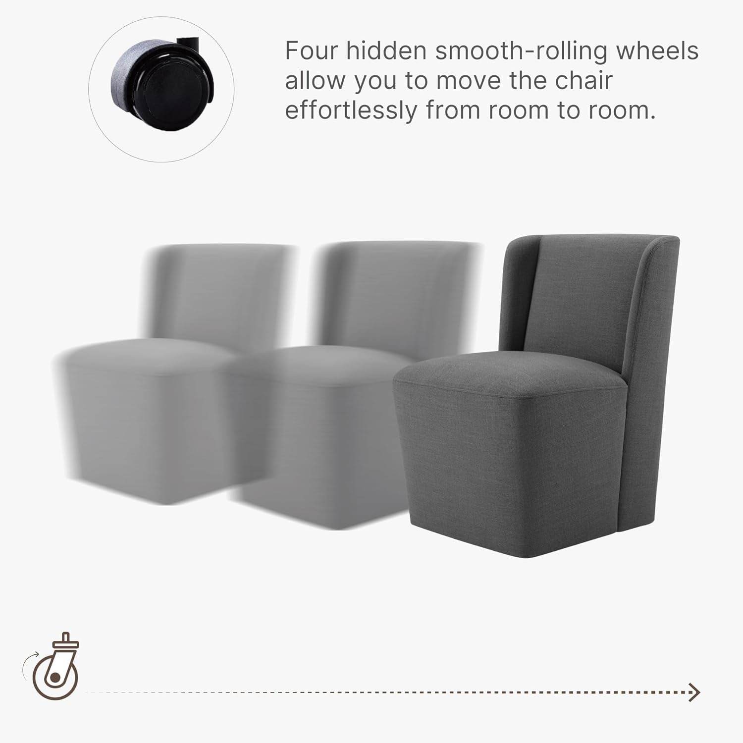 Dining Chairs with Casters No Assembly - Loft&Timber