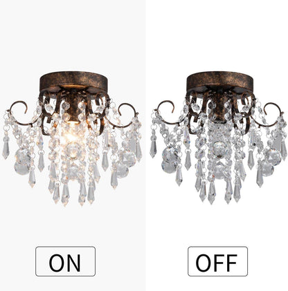 Small Crystal Ceiling Light Fixture Flush Mount,Black Ceiling Lights Modern Chandelier,Bedroom Hallway Closet Light Fixture Ceiling,Dia9.5 1 Light. - Loft&Timber