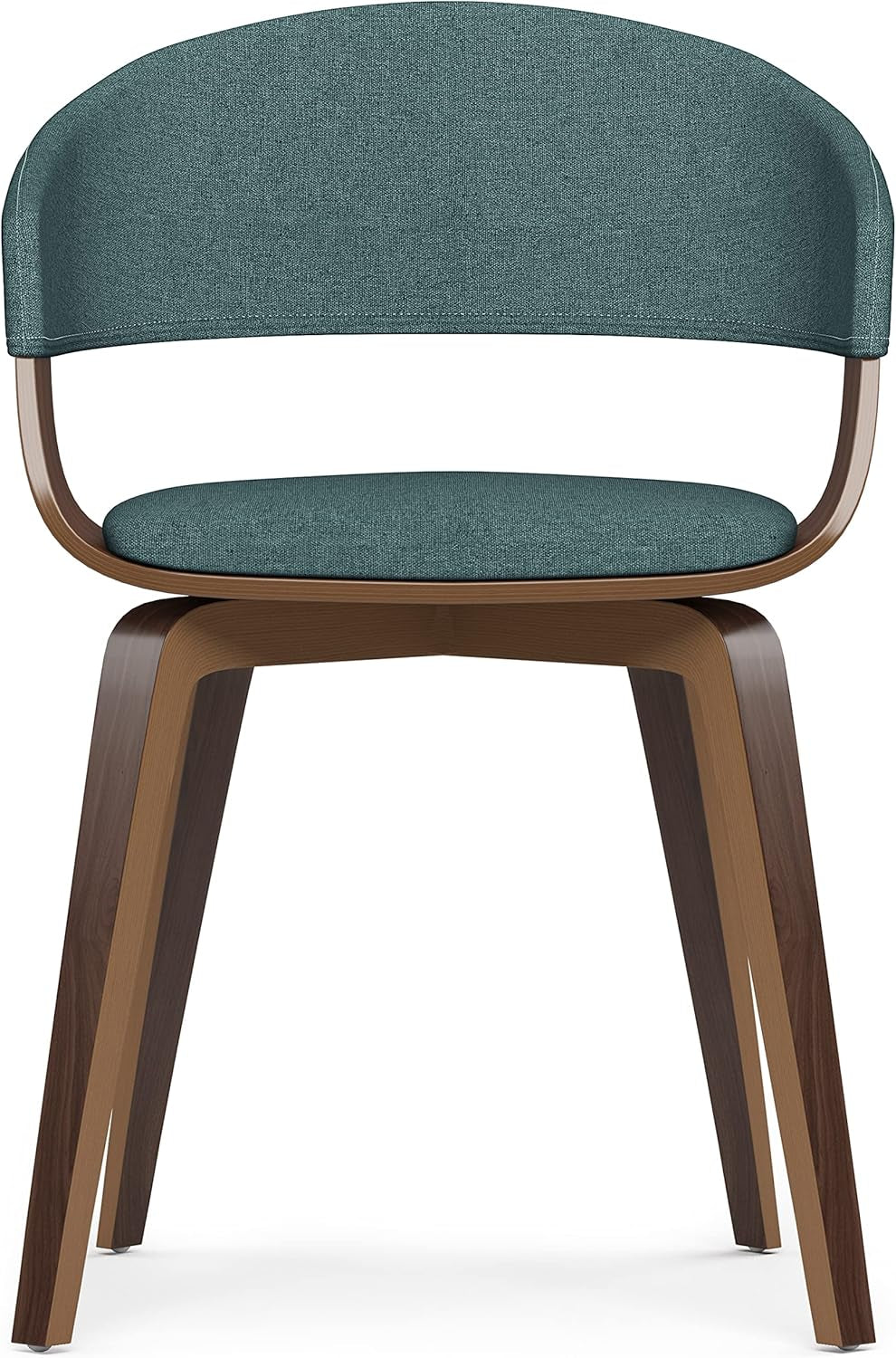 Lowell Mid Century Bentwood Dining Chair Turquoise Linen Look Fabric-3