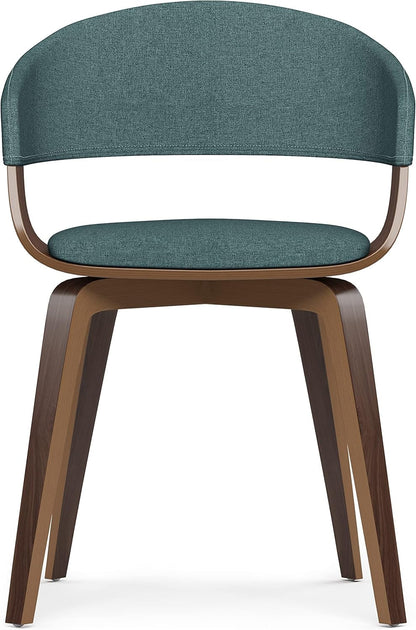 Lowell Mid Century Bentwood Dining Chair Turquoise Linen Look Fabric-3