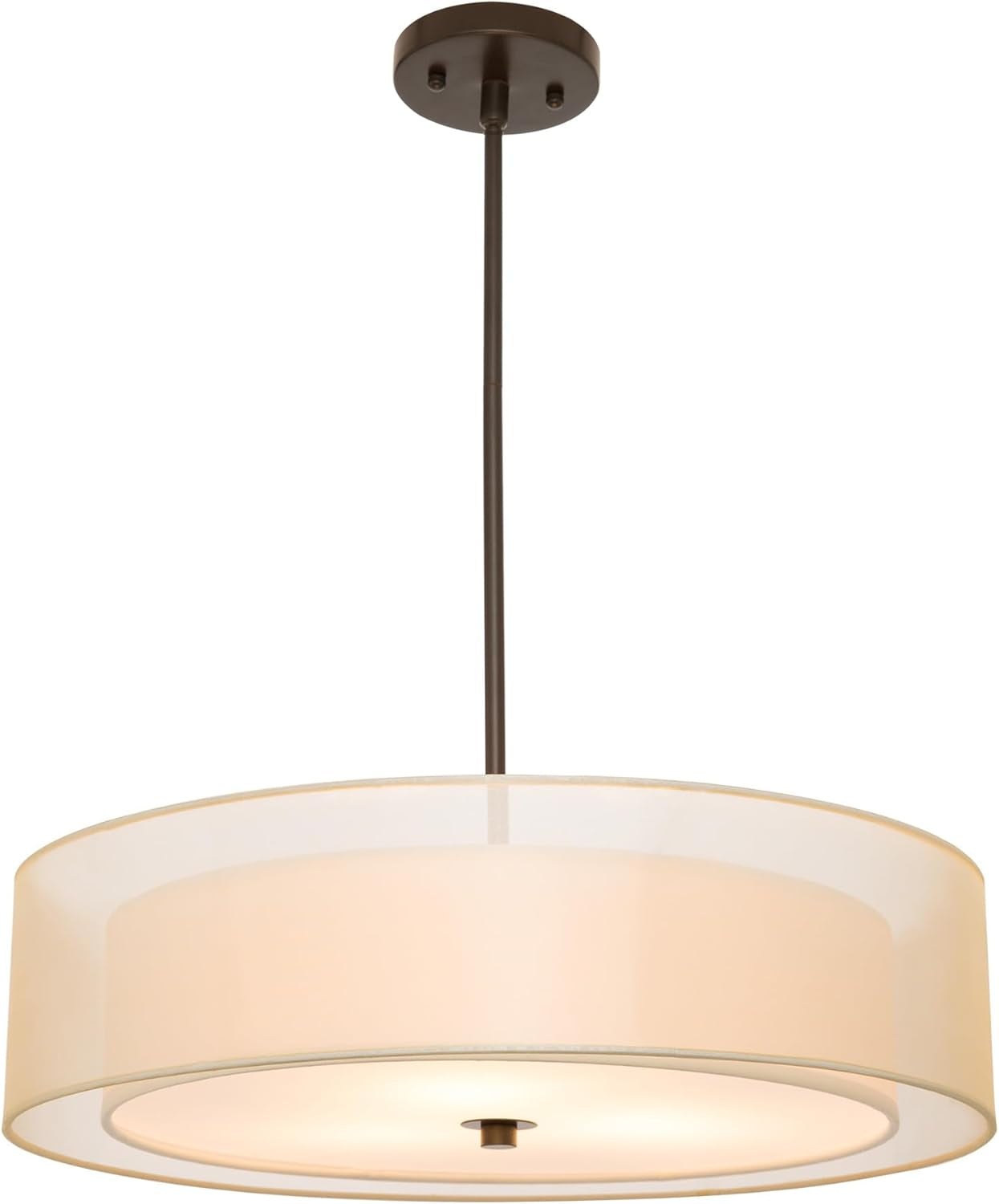 20" Black Drum Pendant Light 3-Light Fabric - Loft&Timber