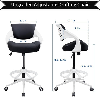 Ergonomic Drafting Chair,Standing Computer Desk Chair,Foot Ring,Lumbar Support,Swivel Task Chair -Black-1
