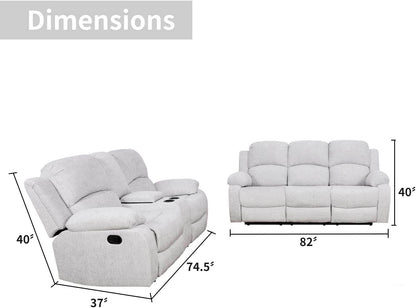 Recliner Sofa Set/Grey Linen - Loft&Timber