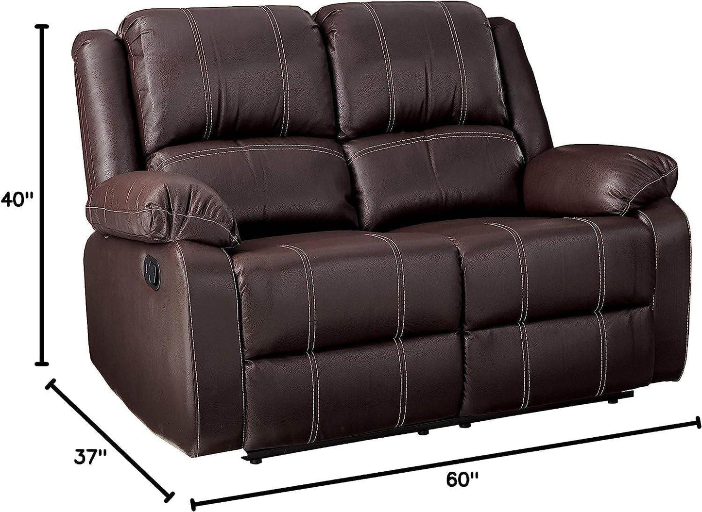 Brown Faux Leather Recliner Loveseat - Loft&Timber