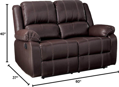 Brown Faux Leather Recliner Loveseat - Loft&Timber