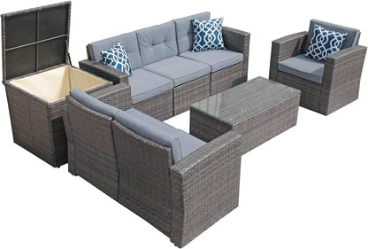 Outdoor Wicker Patio Furniture Set with Storage Box - Loft&Timber