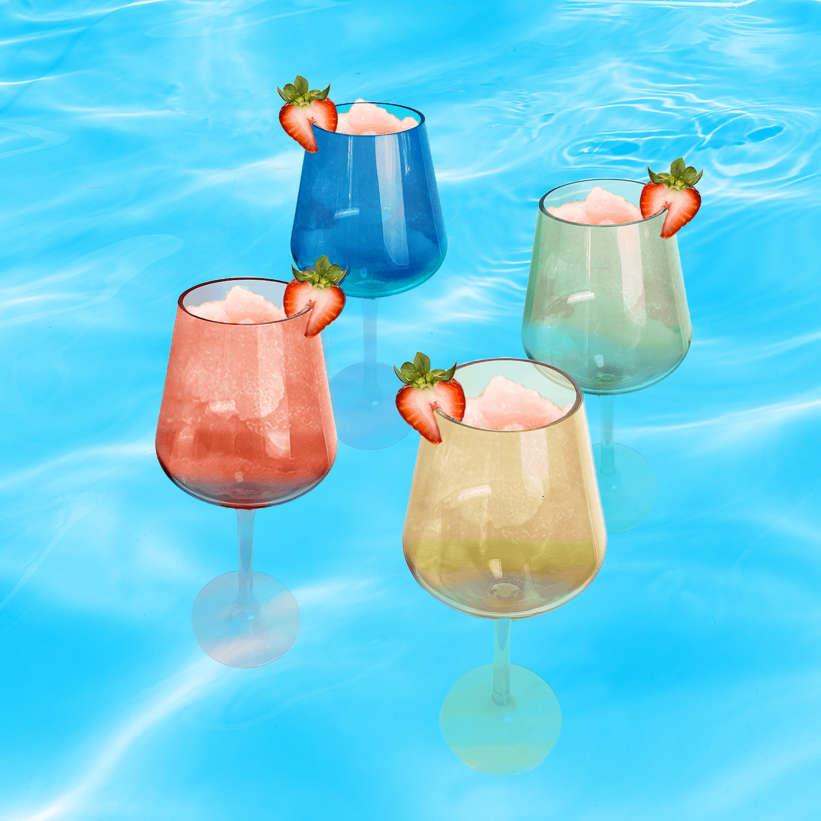 Floating Wine Glasses for Pool (18 Oz | Set of 8) That Float | Shatterproof Poolside Wine Glasses | Beach Cups Glass | Outdoor Tritan Plastic Wine Glasses with Stem, Plastic Glassware DISHWASHER SAFE - Loft&Timber