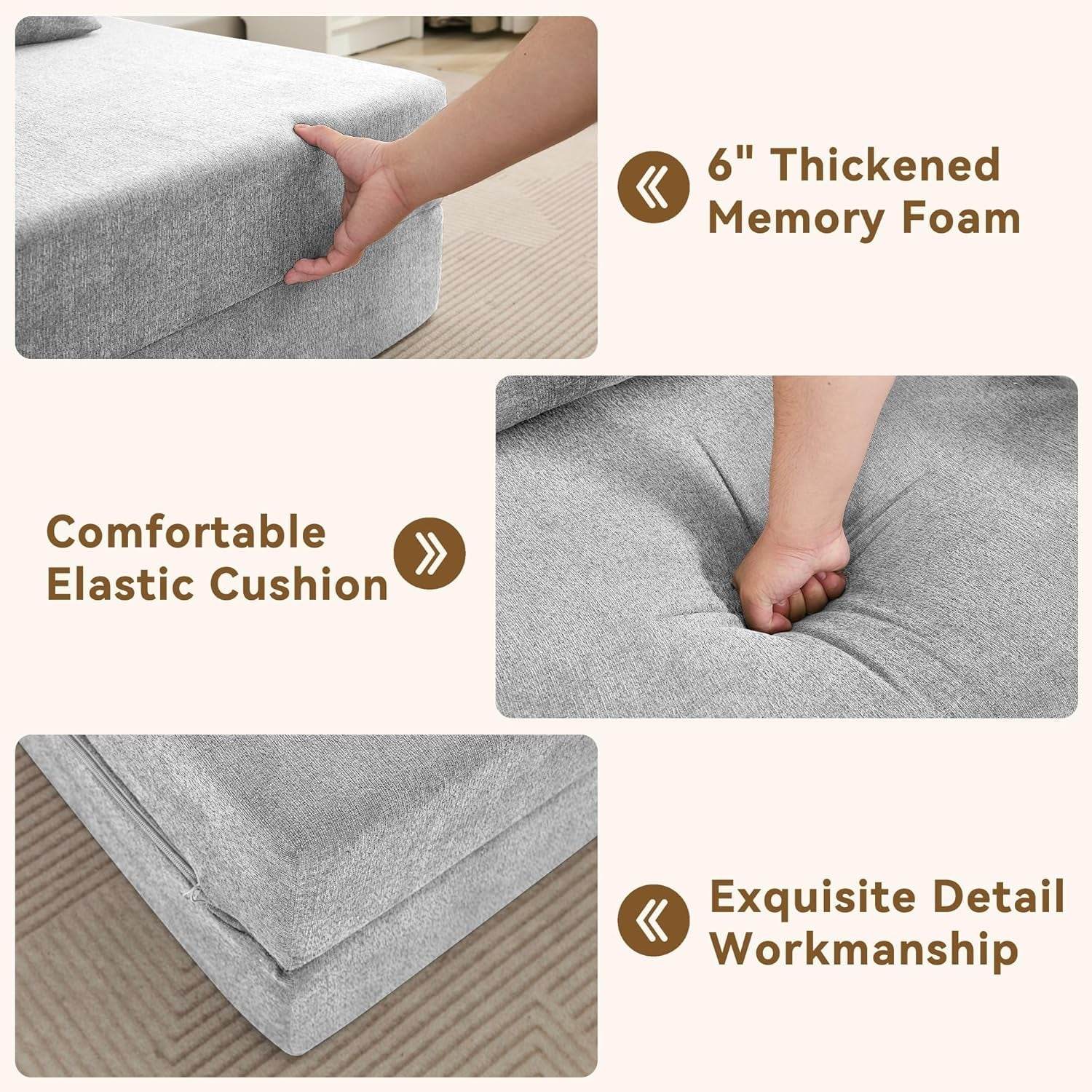 Folding Sofa Bed Convertible Couch with Memory Foam - Loft&Timber