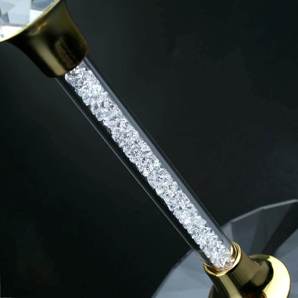 The Wine Savant Rhinestone DIAMOND Studded Wine Glasses 16 Ounces Set of 2 10-inches Tall, Gold and Laser Cut Sparkling Wine Wedding Glasses, Elegant Crystal - For Everyday, Weddings, Parties - Loft&Timber