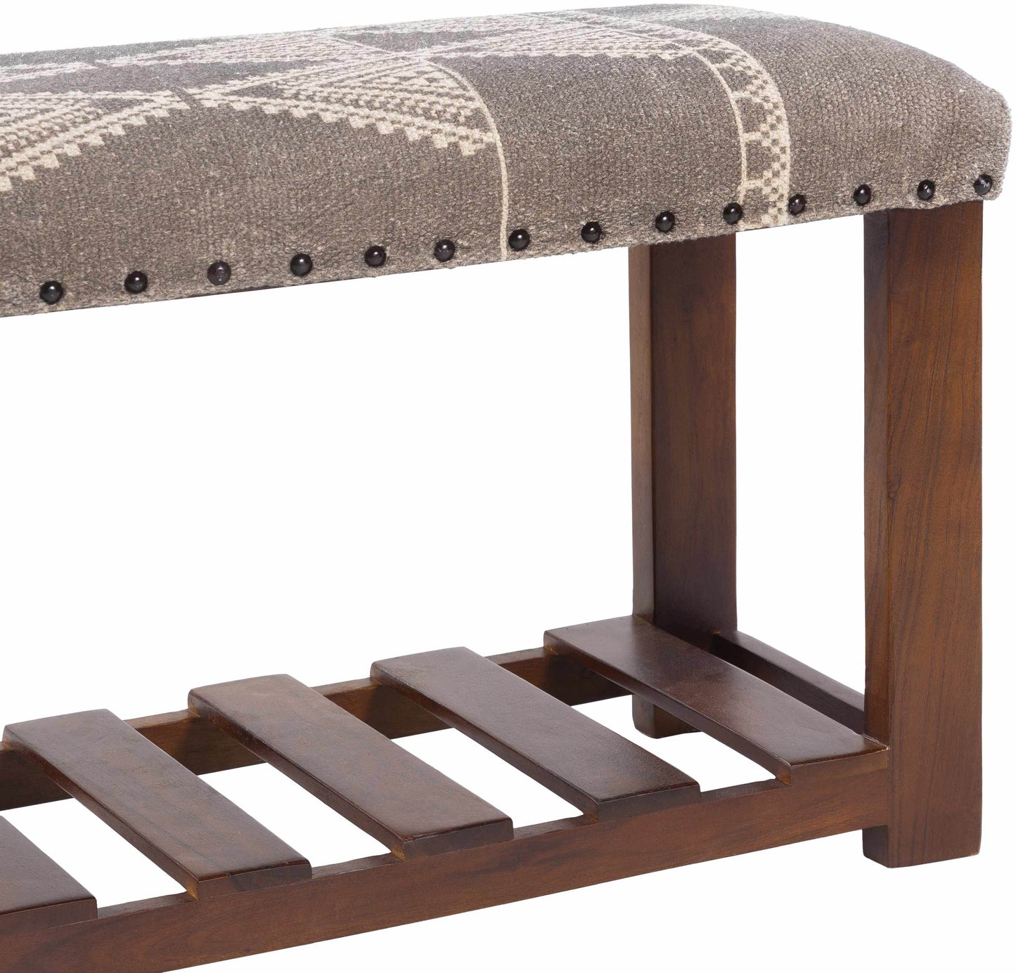 Greymouth Patterned Cushioned Wood Bench - Loft&Timber
