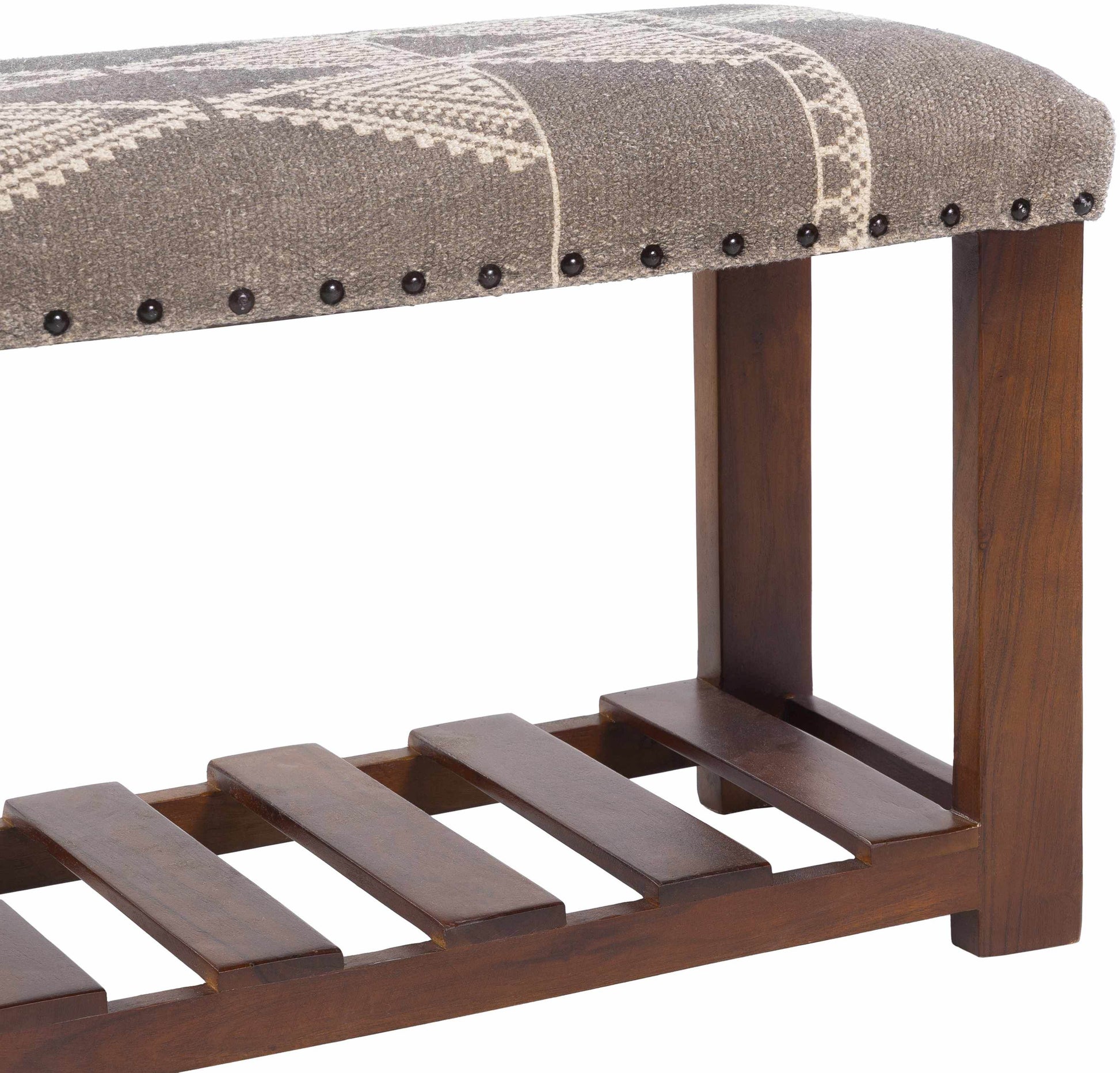 Greymouth Patterned Cushioned Wood Bench - Loft&Timber