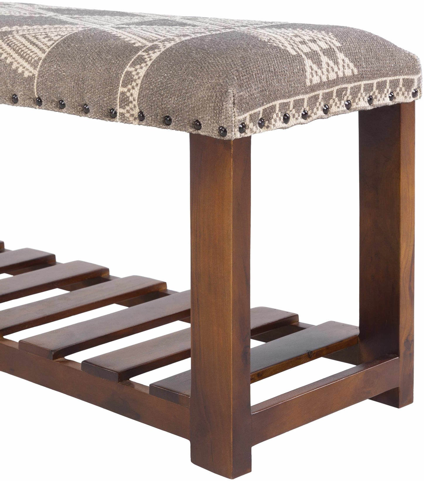 Greymouth Patterned Cushioned Wood Bench - Loft&Timber