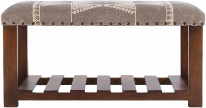 Greymouth Patterned Cushioned Wood Bench - Loft&Timber