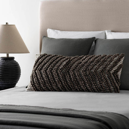 Guysville Gray Chevron Textured Lumbar Pillow - Loft&Timber