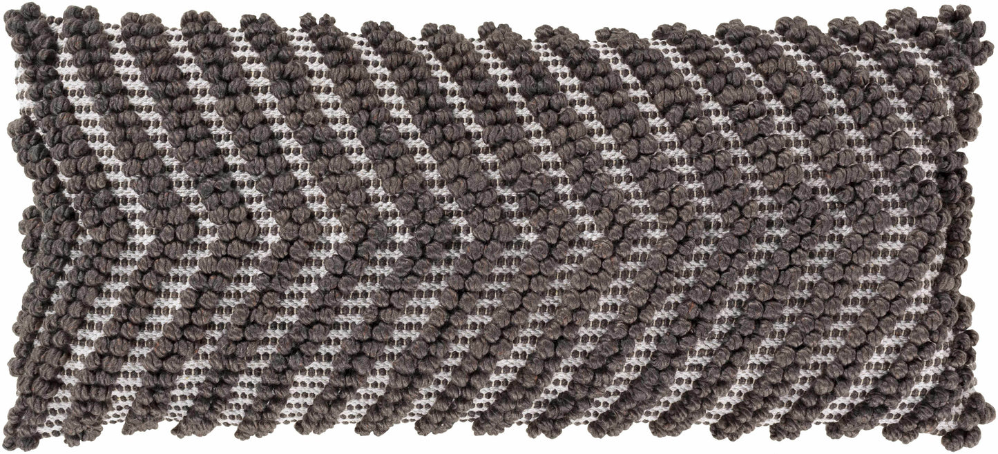 Guysville Gray Chevron Textured Lumbar Pillow - Loft&Timber