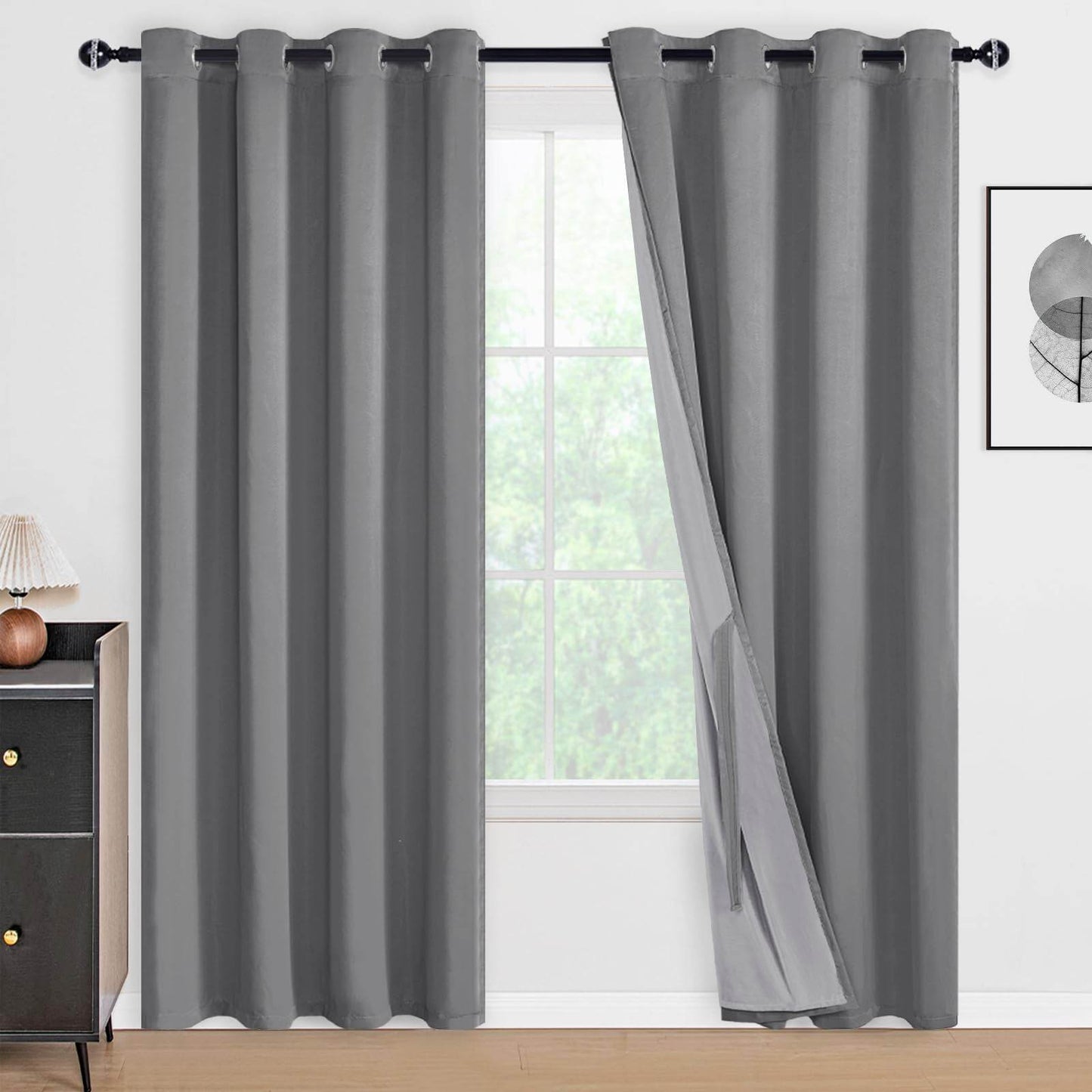 DWCN 100% Blackout Curtains with Tiebacks, Set of 2 Panels - Loft&Timber