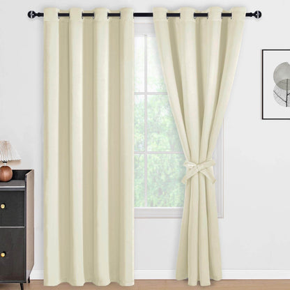 DWCN 100% Blackout Curtains with Tiebacks, Set of 2 Panels - Loft&Timber