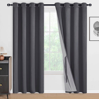 DWCN 100% Blackout Curtains with Tiebacks, Set of 2 Panels - Loft&Timber