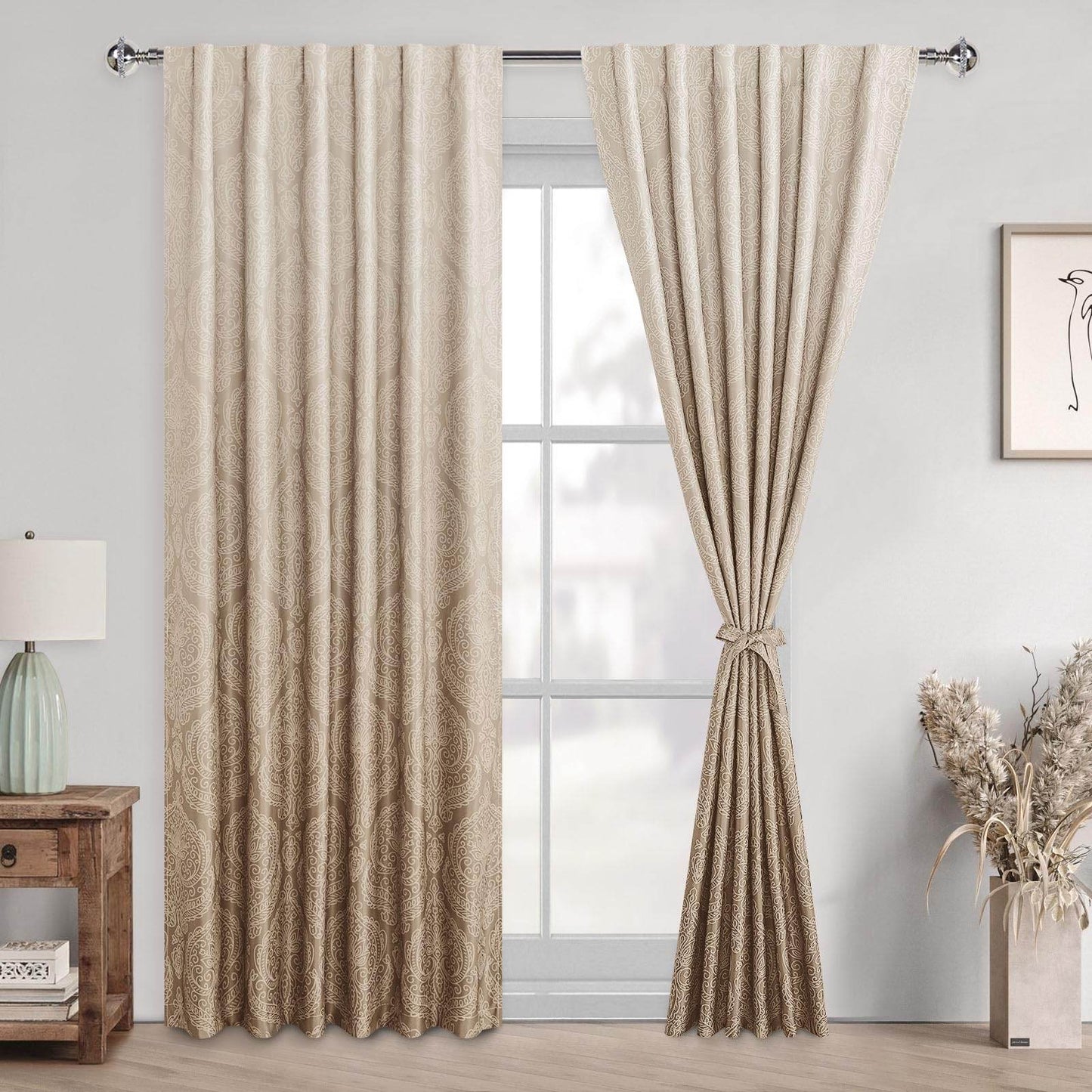 DWCN Ombre Blackout Curtains with Tiebacks, Set of 2 Panels - Loft&Timber