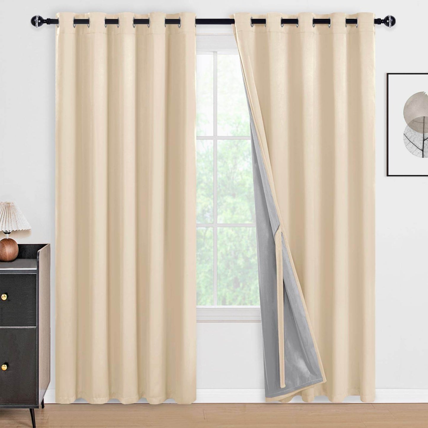 DWCN 100% Blackout Curtains with Tiebacks, Set of 2 Panels - Loft&Timber
