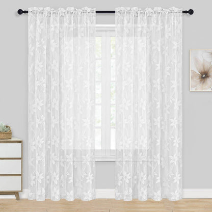 DWCN Lace Sheer Curtains, Set of 2 Panels - Loft&Timber