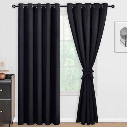 DWCN 100% Blackout Curtains with Tiebacks, Set of 2 Panels - Loft&Timber