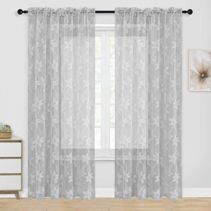 DWCN Lace Sheer Curtains, Set of 2 Panels - Loft&Timber