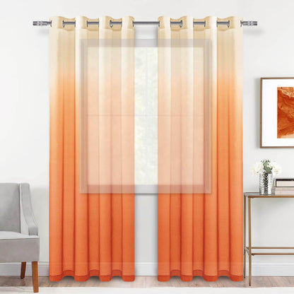 DWCN Faux Linen Ombre Sheer Curtains, Set of 2 Panels - Loft&Timber