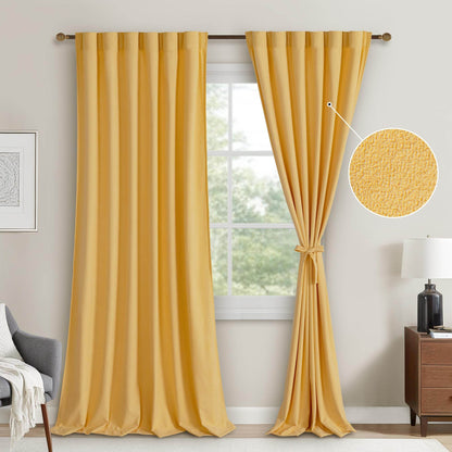 DWCN Velvet Curtains, 2 Panels - Rod Pocket and Back Tab - Loft&Timber