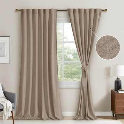 DWCN Velvet Curtains, 2 Panels - Rod Pocket and Back Tab - Loft&Timber