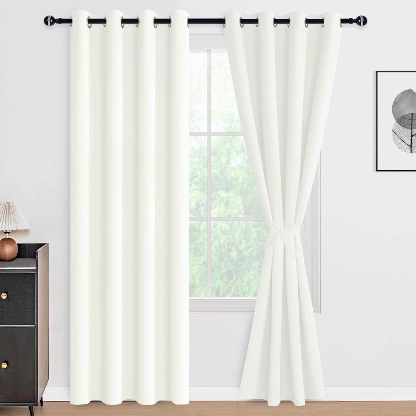 DWCN 100% Blackout Curtains with Tiebacks, Set of 2 Panels - Loft&Timber