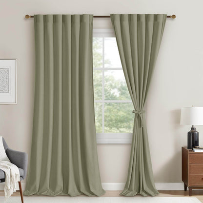 DWCN Velvet Curtains, 2 Panels - Rod Pocket and Back Tab - Loft&Timber