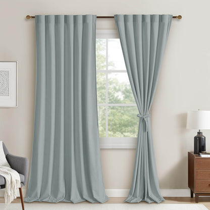 DWCN Velvet Curtains, 2 Panels - Rod Pocket and Back Tab - Loft&Timber